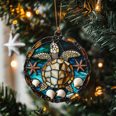 Jolly Reef Turtle Mica Ornament NCU0PT077