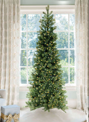 10' King Douglas Fir Slim Artificial Christmas Tree with 1200 Warm White & Multi-Color LED Lights