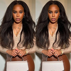 Kinky Straight 13x6 HD Transparernt Lace Front Wigs Human Hair Pre Plucked With Baby Natural Black For Women