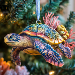Ocean Tides Turtle Mica Ornament NCU0PT083