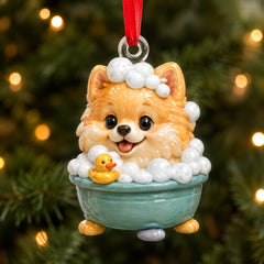 Pomeranian Bath Mica Ornament NCU0HT064