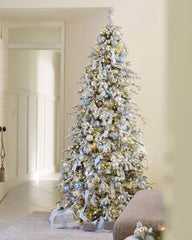 12' Queen Flock® Slim Artificial Christmas Tree With 1400 Warm White LED Lights