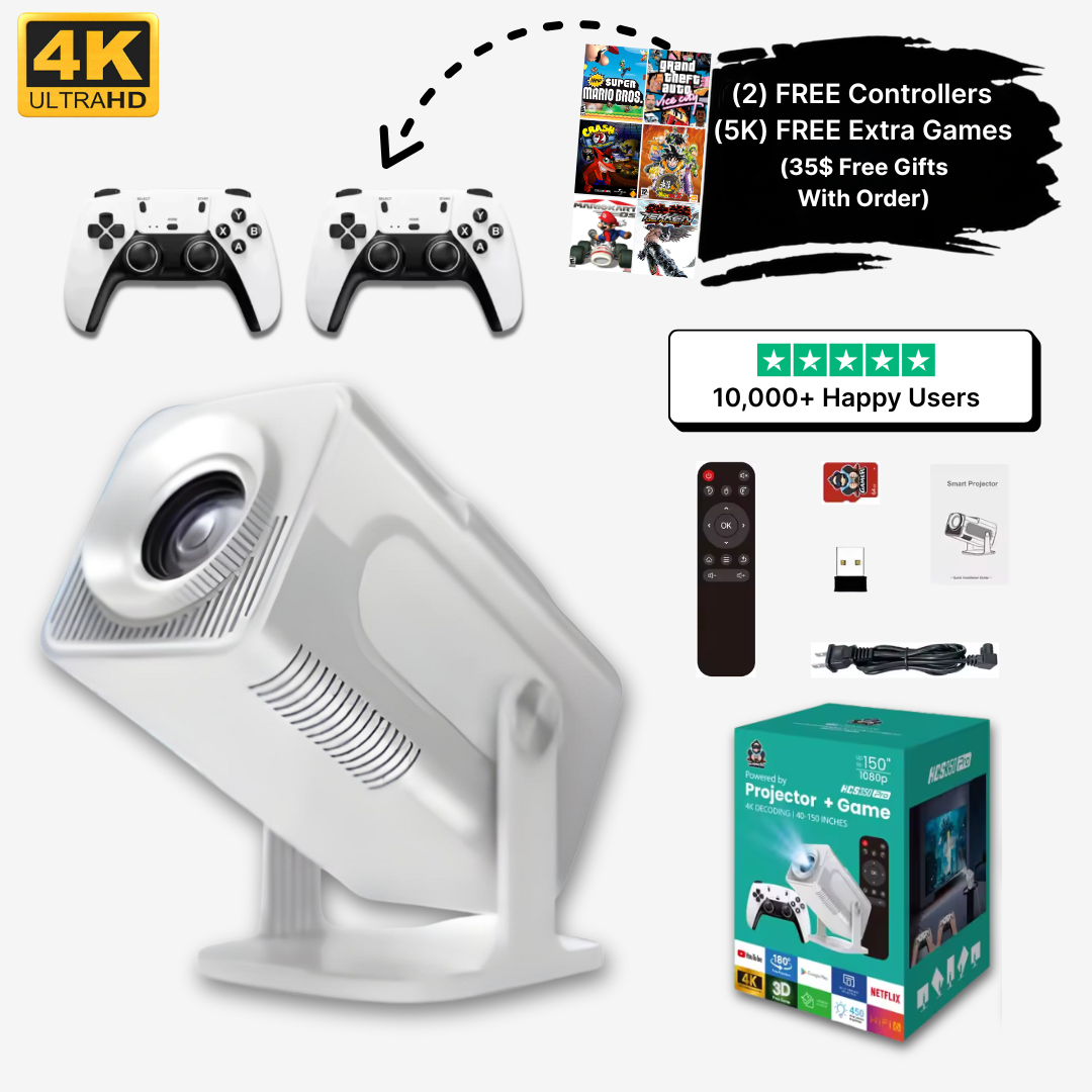 PlayRetro Game Projector with controllers and accessories