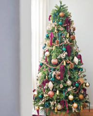 12' Royal Fir Slim Artificial Christmas Tree with 1900 Warm White & Multi-Color LED Lights