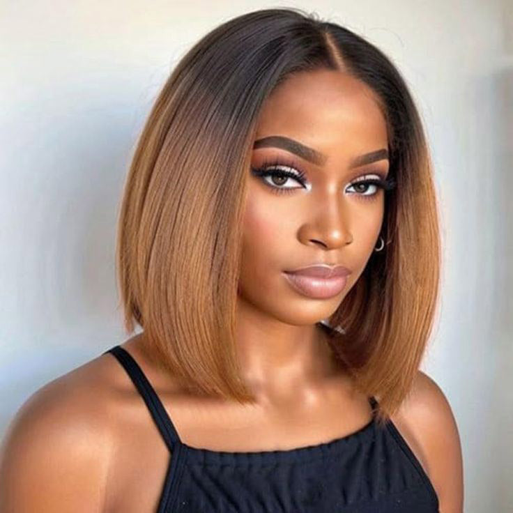 Short Straight Bob Wig T1B/30 Ombre Blonde 13x4 HD Transparent Lace Frontal Wig Brazilian Virgin Human Hair