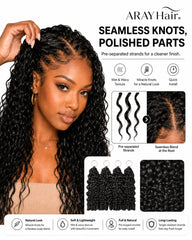 100% Human Hair Miracle Knot Water Wave Crochet Hair | Pre-Looped for Boho & Fulani Braids