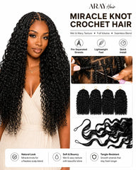 100% Human Hair Miracle Knot Water Wave Crochet Hair | Pre-Looped for Boho & Fulani Braids