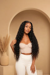 100% Human Hair Water Wave V Part Wig | Glueless, Natural Look