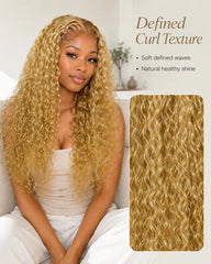 100% Human Hair Honey Blonde Water Wave Wig 13x4 | Glueless, Natural Look