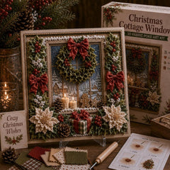 3D Christmas Fabric Poke Art Kit | No-Sew Holiday Craft with Pre-Punched Board, Fabric Squares & Display Stand 🎅✨