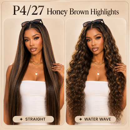 13x4 Pre-Cut Lace Beach-Ready 2-In-1 Straight To Water Wave Glueless 100% Human Hair Wig