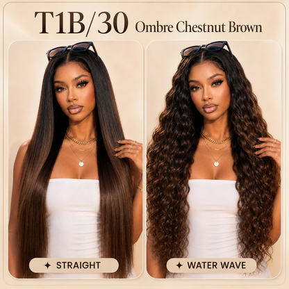 13x4 Pre-Cut Lace Beach-Ready 2-In-1 Straight To Water Wave Glueless 100% Human Hair Wig