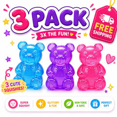 NeeDoh Soft Bear Squishy Kawaii Sensory Fidget Toy Stress Relief (Pink, Blue, Purple)