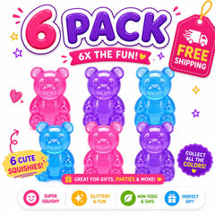 NeeDoh Soft Bear Squishy Kawaii Sensory Fidget Toy Stress Relief (Pink, Blue, Purple)