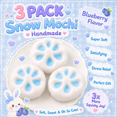 Blueberry Snow Mochi Squishy Handmade Crunchy Sand Hidden Color Reveal ASMR Sensory Gift