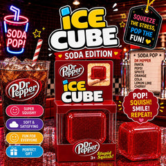 NeeDoh Nice Cube Dr Pepper Soda Edition Squishy Ice Cube Fidget Stress Relief Toy Gift Ages 3+