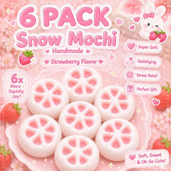 Strawberry Snow Mochi Squishy Handmade Crunchy Sand Hidden Color Reveal ASMR Sensory Gift