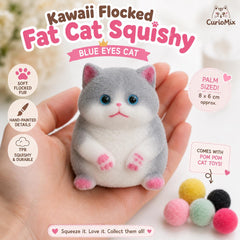 Kawaii Flocked Fat Cat Squishy Stress Relief Fidget Toy Hand Painted Taba Squishy Gift