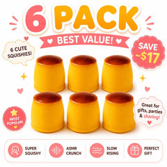 Viral Crunchy Caramel Pudding Flan Squishy Slow Rising Stress Relief ASMR Fidget Sensory Kawaii Gift