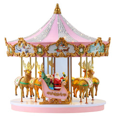 12 in. Animated & Musical Pink Crystal Carousel