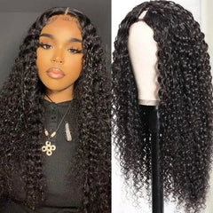 100% Human Hair Water Wave V Part Wig | Glueless, Natural Look